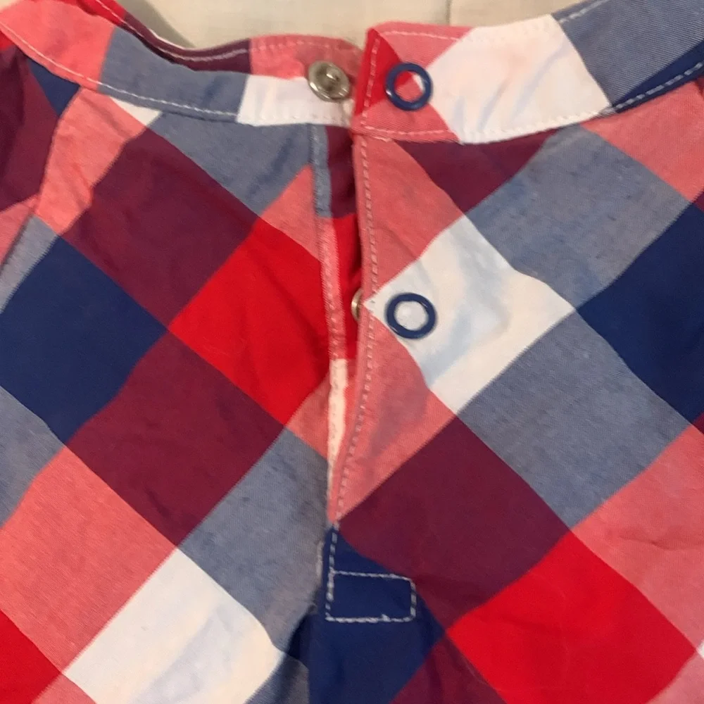 Carter's Red and Blue Plaid Dress with Polka Dot Diaper Cover